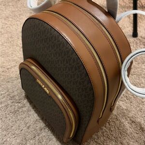 Michael Kors Brown and Tan Signature Logo Backpack